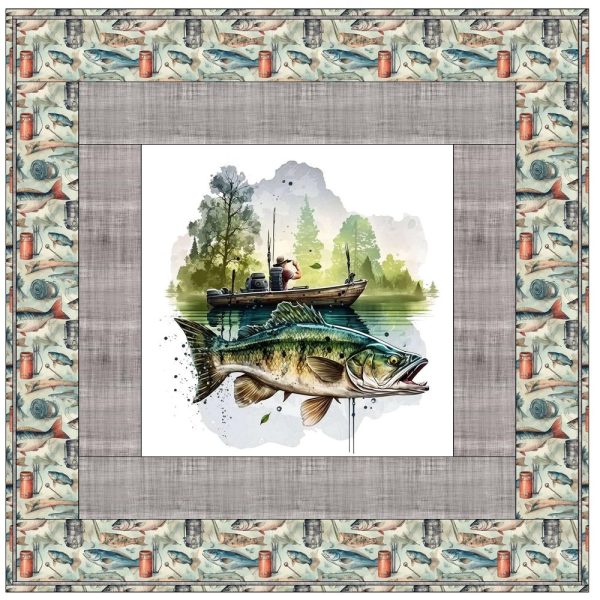 Gone Bass Fishing Wall Hanging 42  x 42  For Sale - Image 3