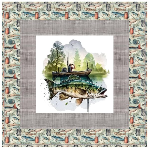 Gone Bass Fishing Wall Hanging 42  x 42  For Sale