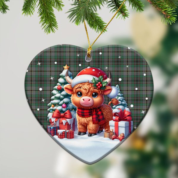 Craig Tartan Christmas Ceramic Ornament - Highland Cow Winter Style Fashion - Image 5