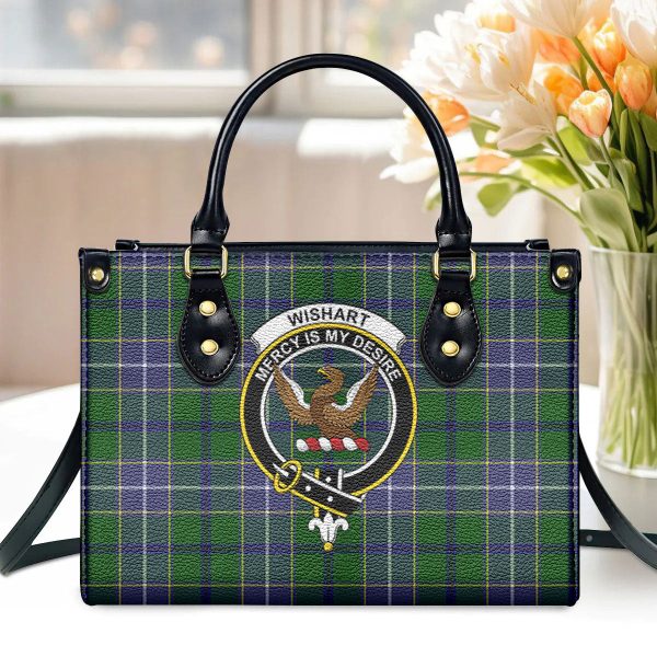Wishart Hunting Tartan Crest Leather Handbag For Cheap