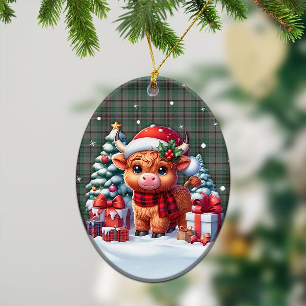 Craig Tartan Christmas Ceramic Ornament - Highland Cow Winter Style Fashion - Image 3