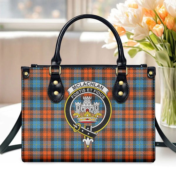 McLachlan Ancient Tartan Crest Leather Handbag Fashion