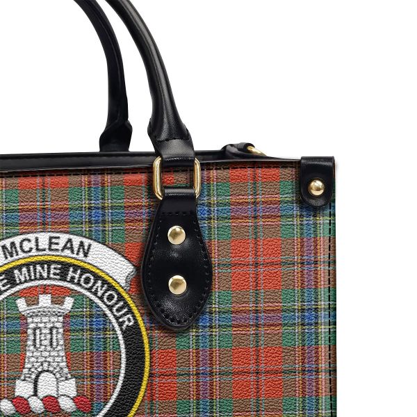 McLean of Duart Ancient Tartan Crest Leather Handbag For Cheap - Image 5
