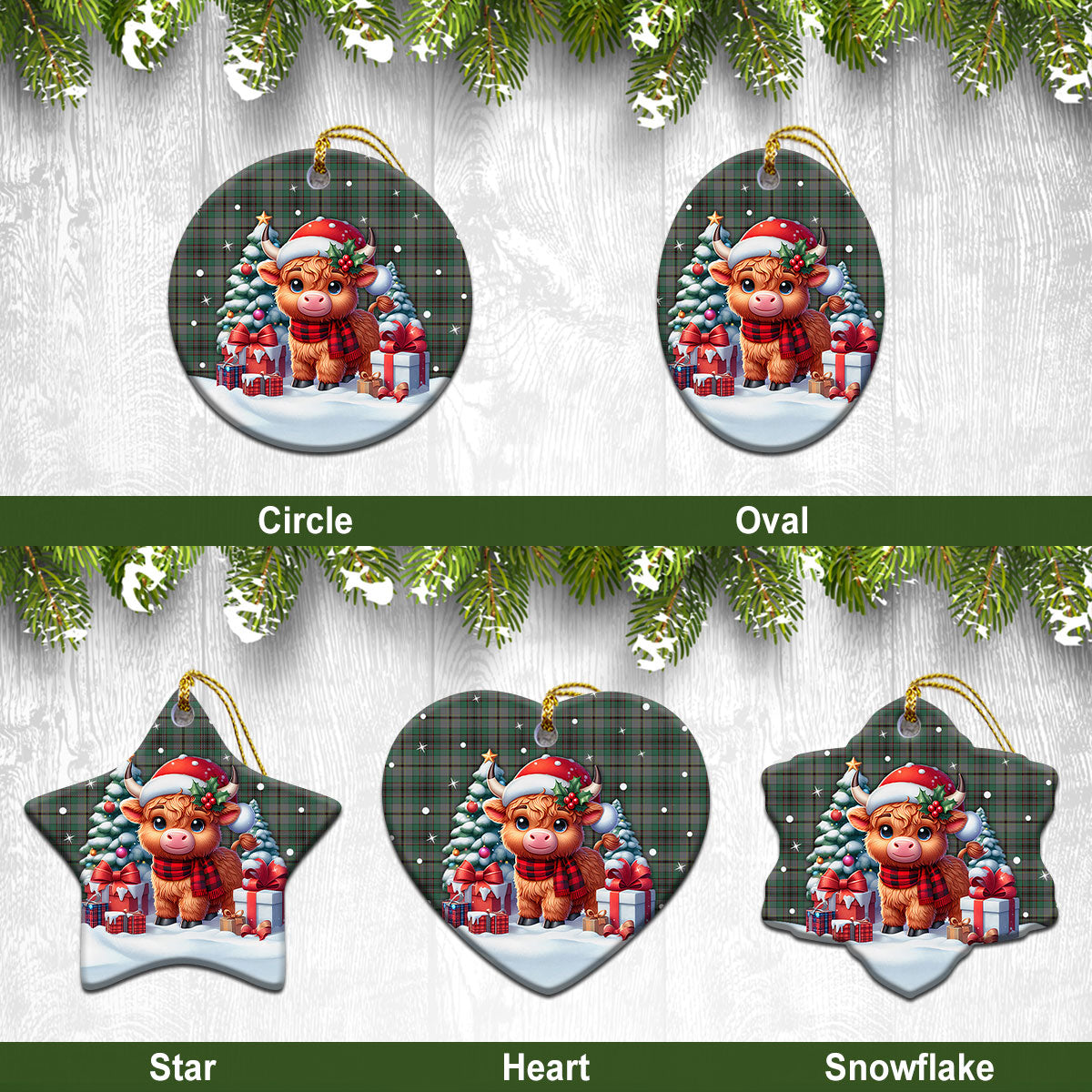 Craig Tartan Christmas Ceramic Ornament – Highland Cow Winter Style Fashion