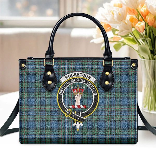 Robertson Hunting Ancient Tartan Crest Leather Handbag For Discount