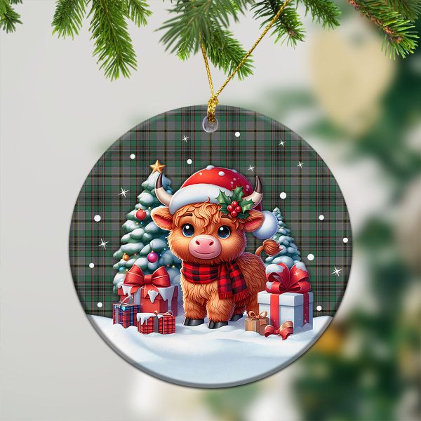 Craig Tartan Christmas Ceramic Ornament - Highland Cow Winter Style Fashion - Image 2