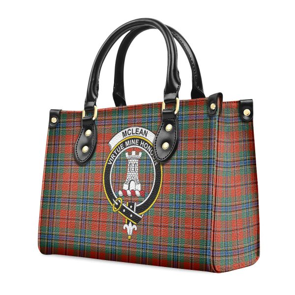 McLean of Duart Ancient Tartan Crest Leather Handbag For Cheap - Image 3