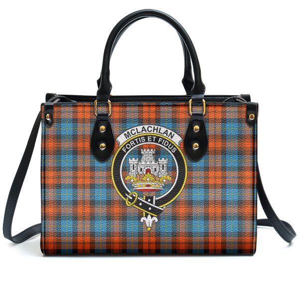 McLachlan Ancient Tartan Crest Leather Handbag Fashion - Image 2
