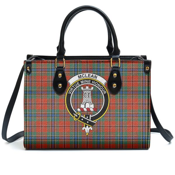 McLean of Duart Ancient Tartan Crest Leather Handbag For Cheap - Image 2