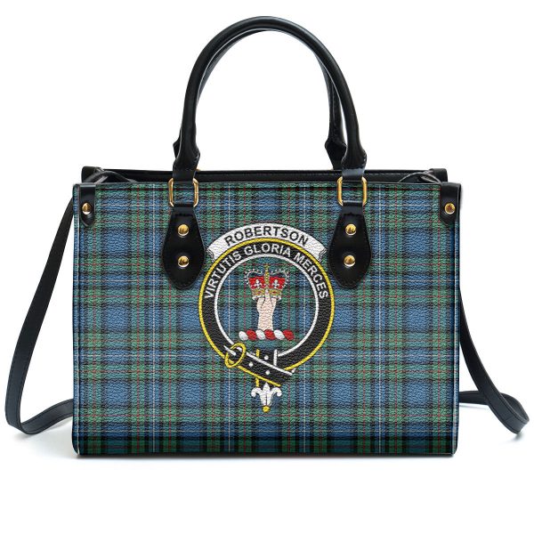 Robertson Hunting Ancient Tartan Crest Leather Handbag For Discount - Image 2