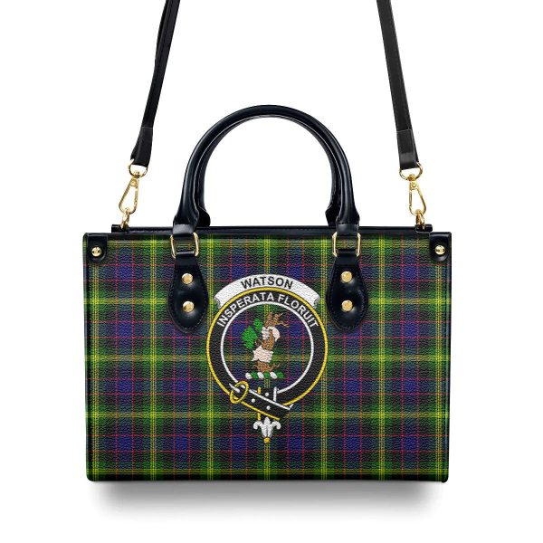 Watson Modern Tartan Crest Leather Handbag Supply - Image 4