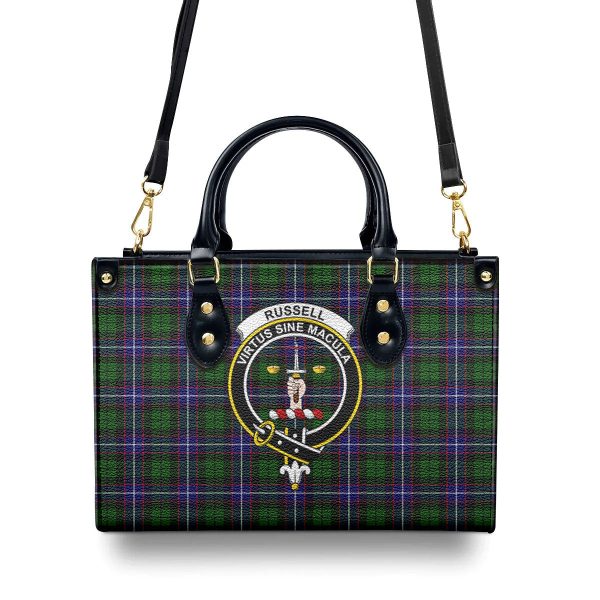 Russell Modern Tartan Crest Leather Handbag Discount - Image 4