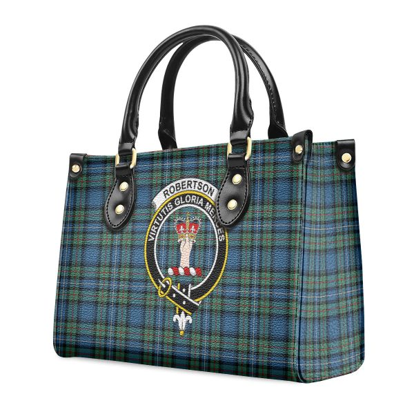 Robertson Hunting Ancient Tartan Crest Leather Handbag For Discount - Image 3