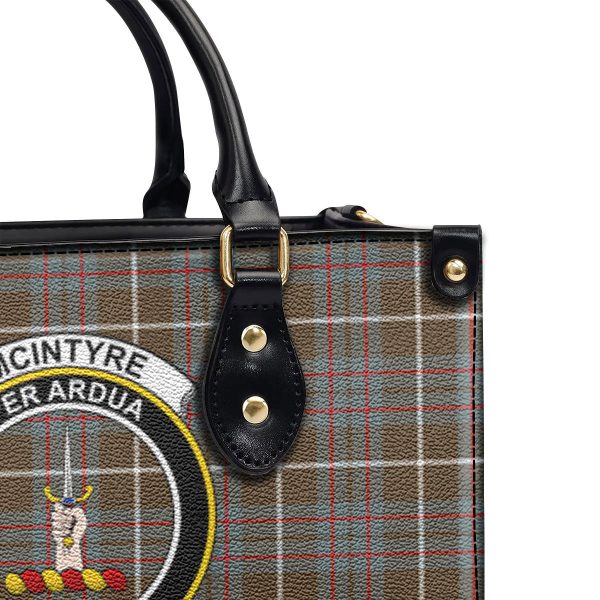 McIntyre Hunting Weathered Tartan Crest Leather Handbag Online now - Image 5