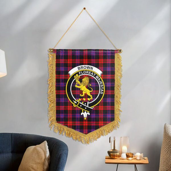 Brown Modern Tartan Crest Wall Hanging Banner Sale - Image 3