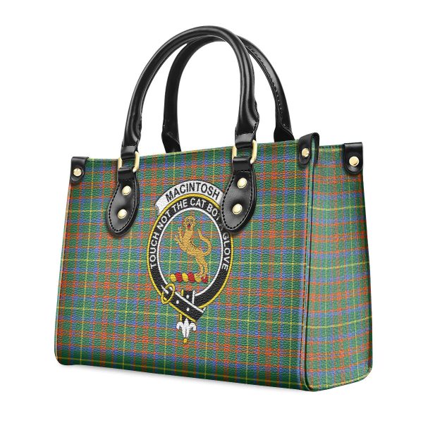 MacIntosh Hunting Ancient Tartan Crest Leather Handbag Cheap - Image 3