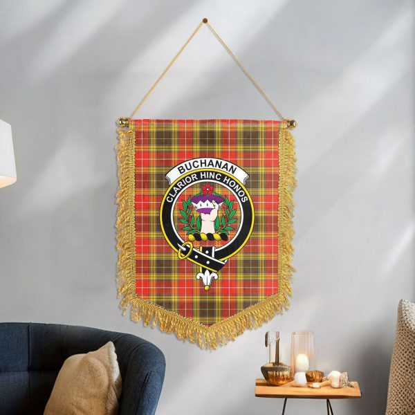 Buchanan Old Set Weathered Tartan Crest Wall Hanging Banner Hot on Sale - Image 3