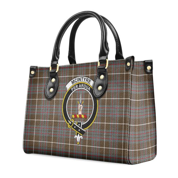 McIntyre Hunting Weathered Tartan Crest Leather Handbag Online now - Image 3