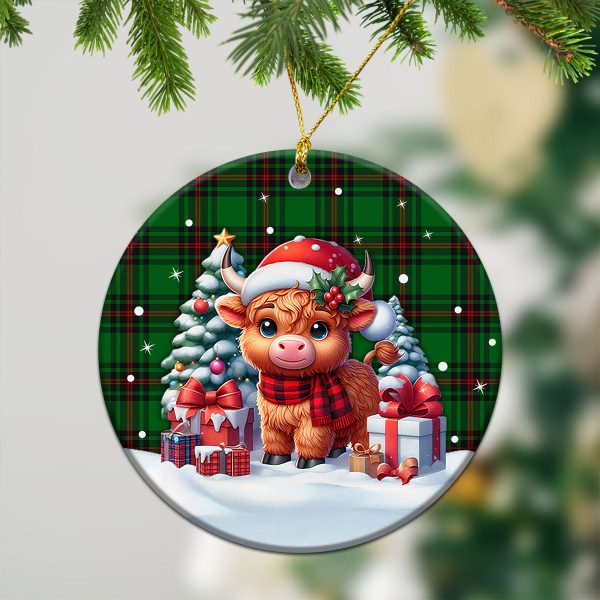 Anstruther Tartan Christmas Ceramic Ornament - Highland Cow Winter Style For Sale - Image 2