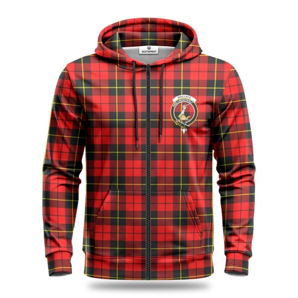 Wallace Hunting Red Tartan Crest Hoodie For Sale - Image 3