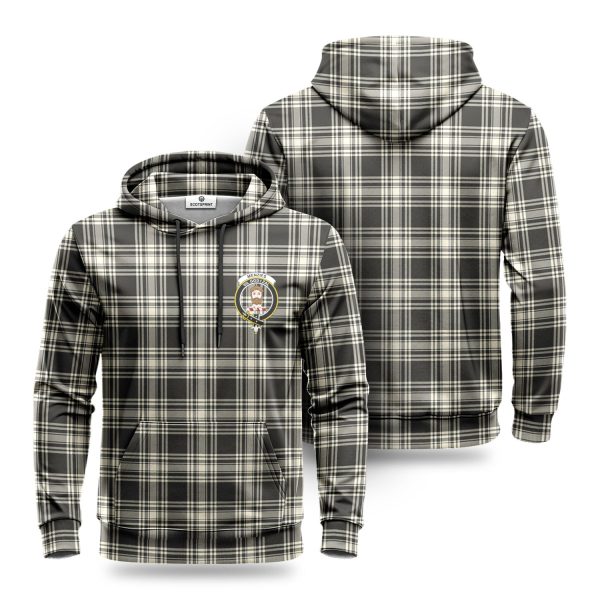 Menzies Black - White Ancient Tartan Crest Hoodie Discount