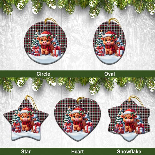 Borthwick Ancient Tartan Christmas Ceramic Ornament - Highland Cow Winter Style Fashion