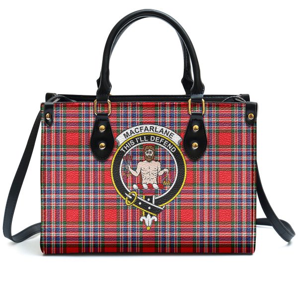 MacFarlane Modern Tartan Crest Leather Handbag For Sale - Image 2
