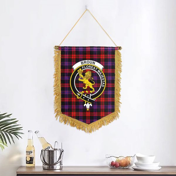 Broun Modern Tartan Crest Wall Hanging Banner Online now - Image 2