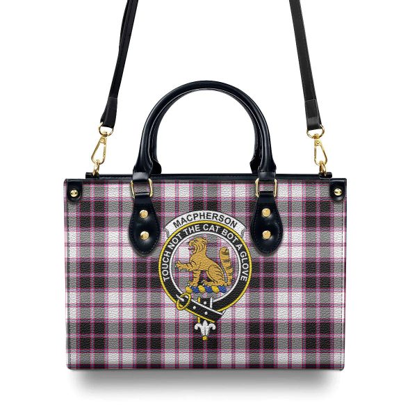 MacPherson Hunting Modern Tartan Crest Leather Handbag Discount - Image 4