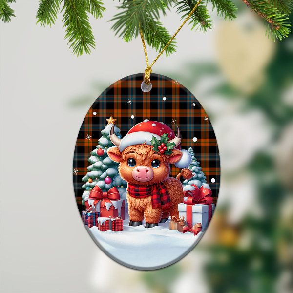 Brown Ancient Tartan Christmas Ceramic Ornament - Highland Cow Winter Style Online Hot Sale - Image 3