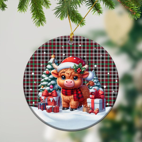 Borthwick Ancient Tartan Christmas Ceramic Ornament - Highland Cow Winter Style Fashion - Image 2