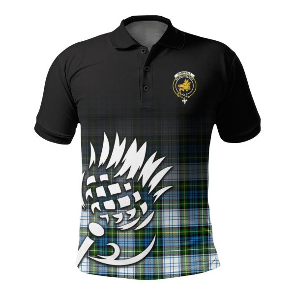 Campbell Dress Tartan Crest Polo Shirt - Thistle Black Style Hot on Sale