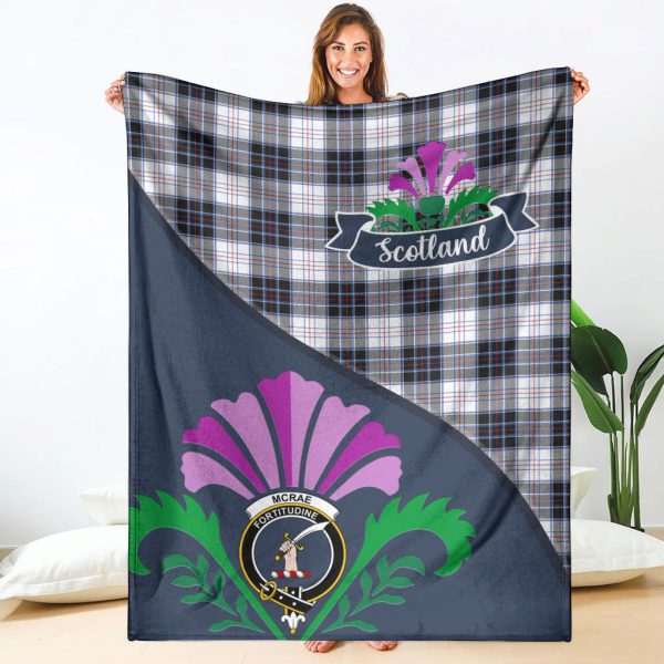 McRae Dress Modern Tartan Crest Premium Blanket - Thistle Style Online now - Image 4