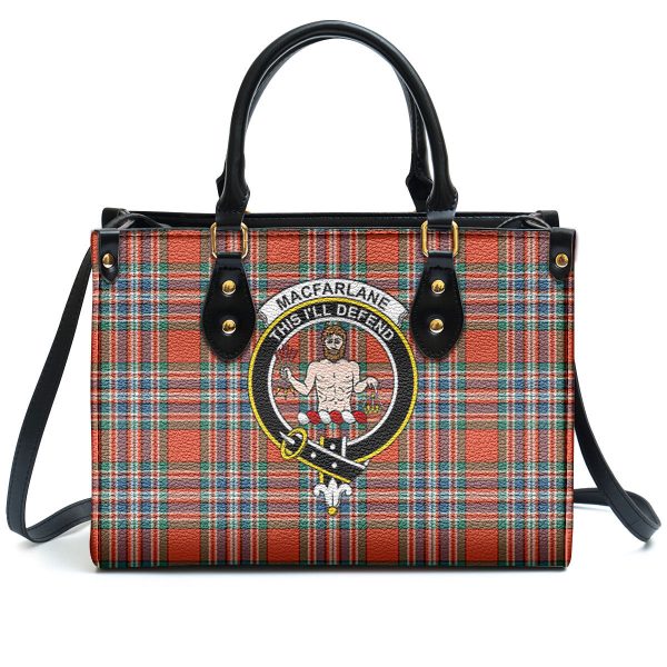 MacFarlane Ancient Tartan Crest Leather Handbag Online - Image 2