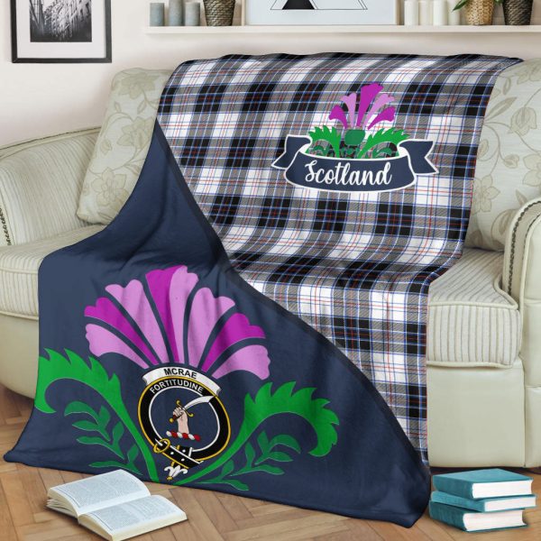 McRae Dress Modern Tartan Crest Premium Blanket - Thistle Style Online now - Image 2