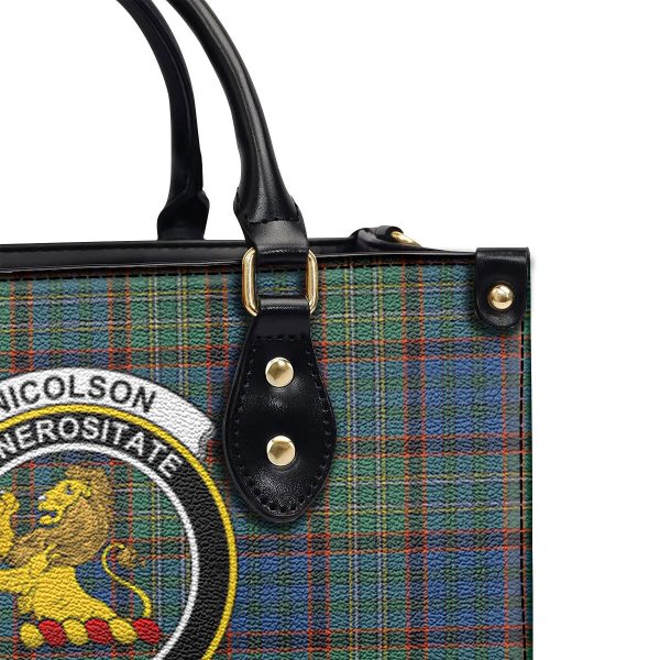 Nicolson Hunting Ancient Tartan Crest Leather Handbag Online Sale - Image 5