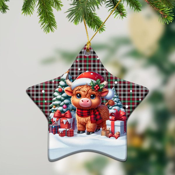 Borthwick Ancient Tartan Christmas Ceramic Ornament - Highland Cow Winter Style Fashion - Image 4