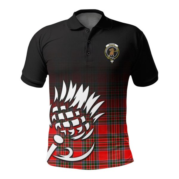 Binning (of Wallifoord) Tartan Crest Polo Shirt - Thistle Black Style For Cheap