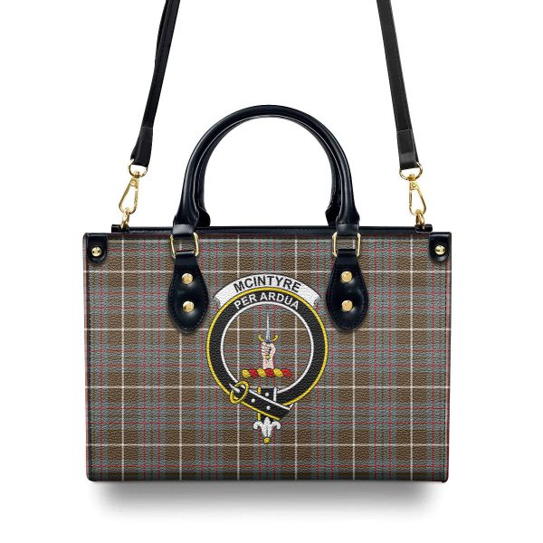 McIntyre Hunting Weathered Tartan Crest Leather Handbag Online now - Image 4