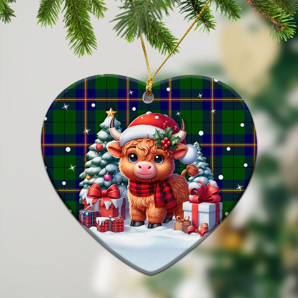 Carmichael Modern Tartan Christmas Ceramic Ornament - Highland Cow Winter Style Supply - Image 5