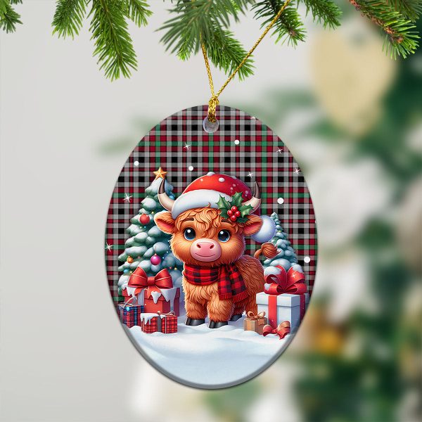 Borthwick Ancient Tartan Christmas Ceramic Ornament - Highland Cow Winter Style Fashion - Image 3