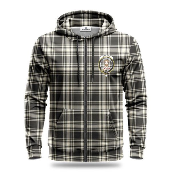 Menzies Black - White Ancient Tartan Crest Hoodie Discount - Image 3