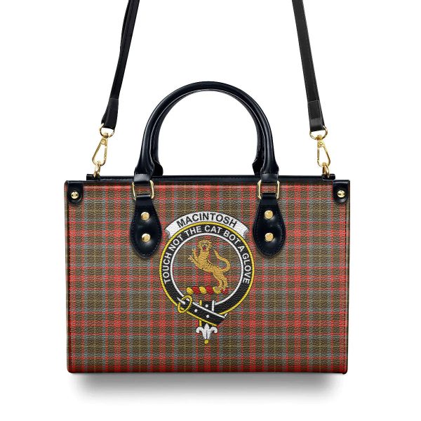 MacIntosh Hunting Weathered Tartan Crest Leather Handbag For Sale - Image 4