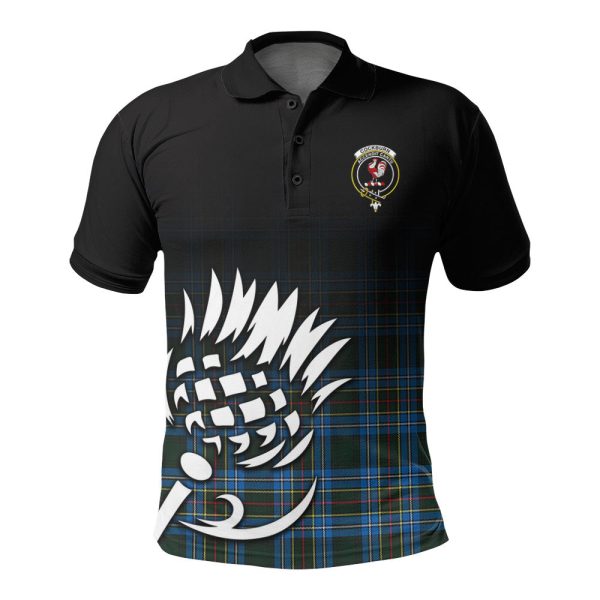 Cockburn Modern Tartan Crest Polo Shirt - Thistle Black Style Online Hot Sale
