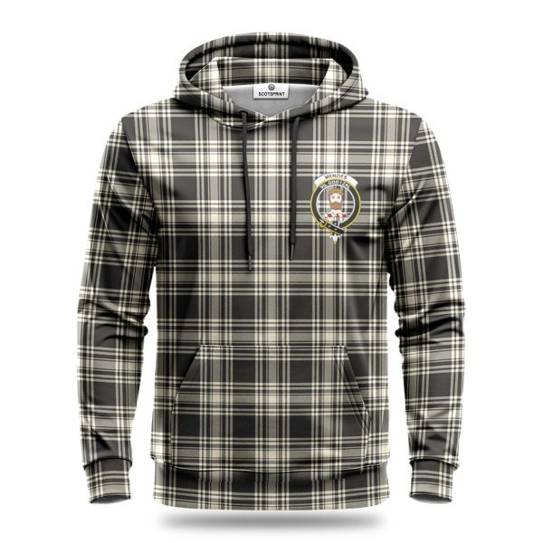 Menzies Black - White Ancient Tartan Crest Hoodie Discount - Image 2