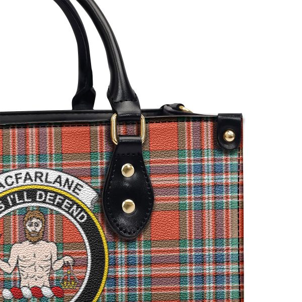 MacFarlane Ancient Tartan Crest Leather Handbag Online - Image 5