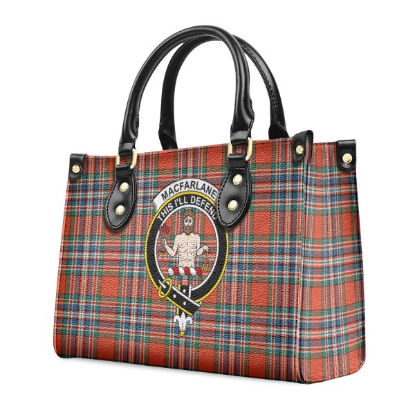 MacFarlane Ancient Tartan Crest Leather Handbag Online - Image 3
