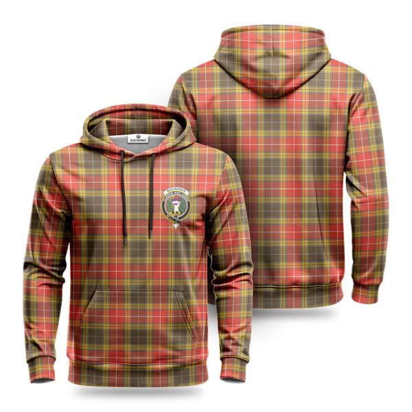Buchanan Old Set Weathered Tartan Crest Hoodie Hot on Sale
