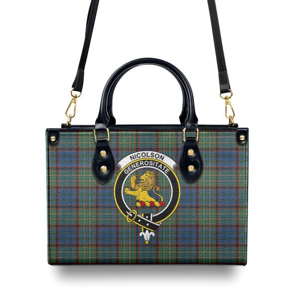 Nicolson Hunting Ancient Tartan Crest Leather Handbag Online Sale - Image 4