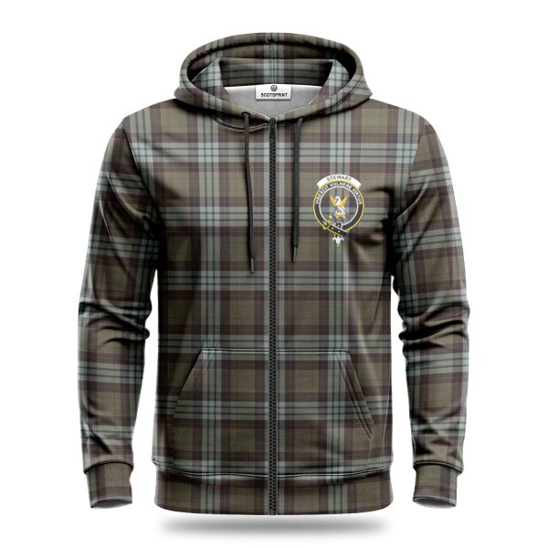 Stewart Old Weathered Tartan Crest Hoodie Supply - Image 3